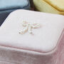Pearl Bow And Velvet Ring And Earring Jewellery Box, thumbnail 6 of 11