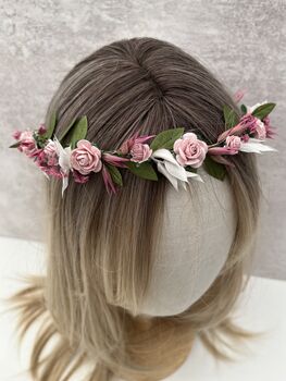 Pink Dried Flower Girl Crown, 2 of 8