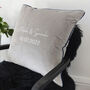 Personalised Wedding Silver Embroidery Velvet Cushion, thumbnail 6 of 6