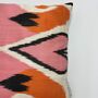 Square Ikat Silk Cushion Pink Heart, thumbnail 9 of 12