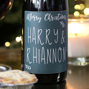 Personalised Festive 'Merry Christmas' Bottle Of Wine, 2 of 2