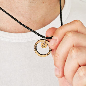 Personalised Men's Coordinate Necklace, Wooden Location, 3 of 5