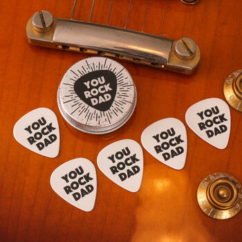 Personalised Rock On Guitar Picks And Tin Gift For Dad, 3 of 6