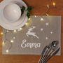 Personalised Linen Christmas Reindeer Placemat, thumbnail 1 of 3