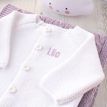 White Christening Bubble Cardigan And Hat Set, 3 of 12