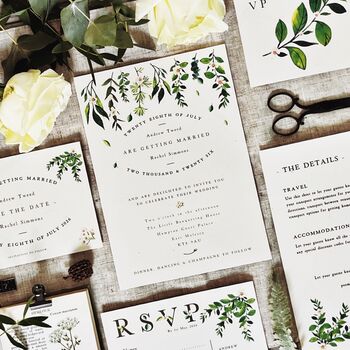 Greenery Botanical Wedding Stationery Recycled, 3 of 9