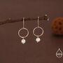 Genuine Freshwater Pearl And Circle Dangle Drop Earrings In Sterling Silver, thumbnail 7 of 11
