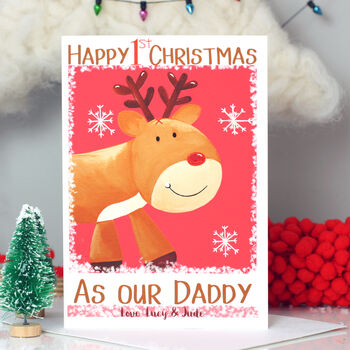 Reindeer Twins 1st Christmas Card As Mummy Daddy, 3 of 6