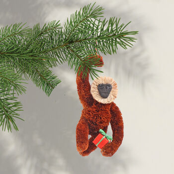 Christmas Bristle Monkey Decoration, 12cm, 2 of 3