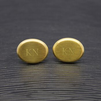 Personalised Men's Gold Plated Oval Cufflinks, 5 of 9