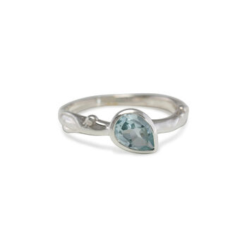 Teardrop Blue Topaz Silver Ring, 6 of 8