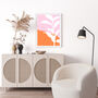 Pink And Orange Abstract Leaf Wall Print Unframed, thumbnail 2 of 2