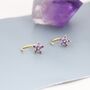 Amethyst Purple Flower Cz Huggie Hoop Earrings, thumbnail 5 of 12