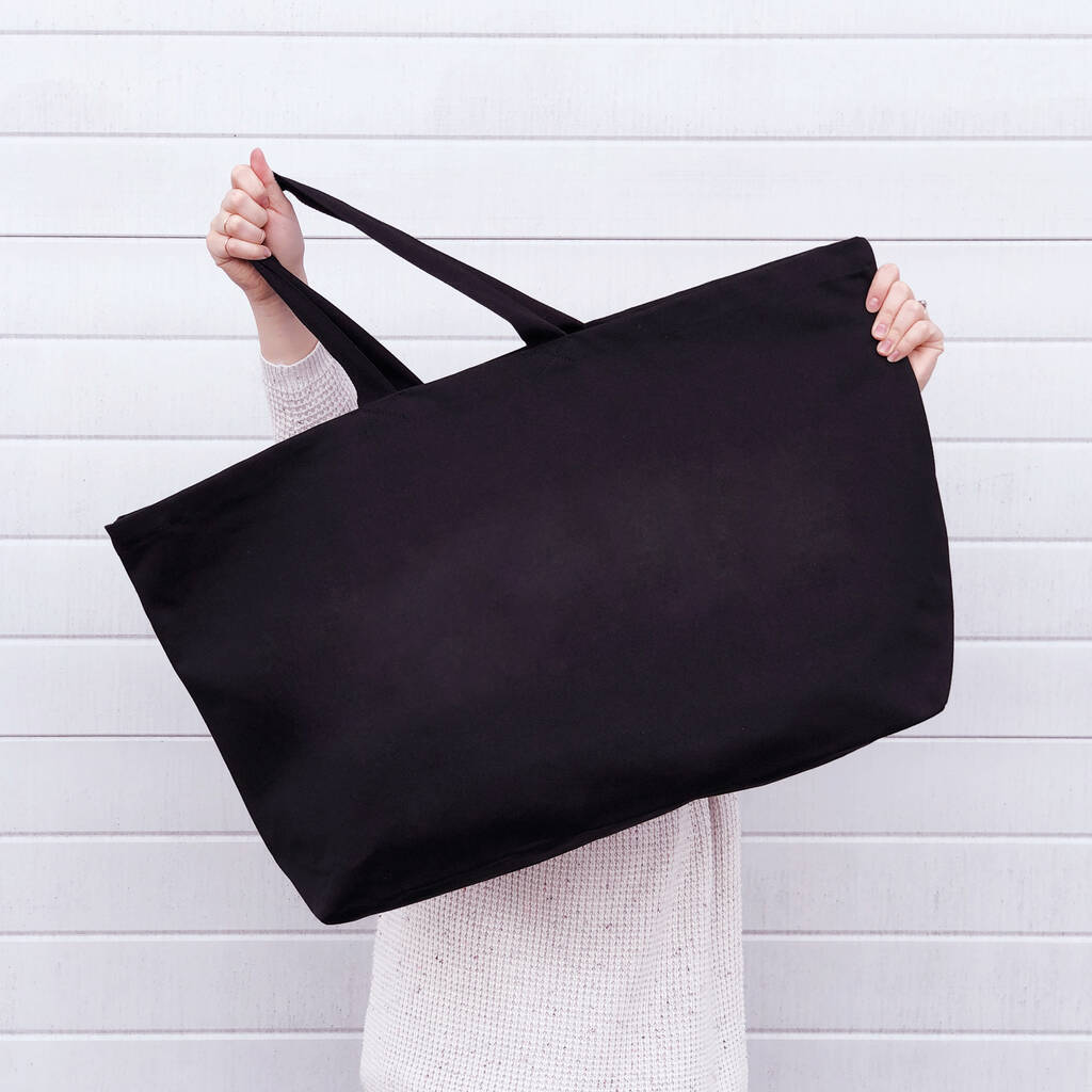 Oversized Black Canvas Tote Bag By Alphabet Bags Notonthehighstreet