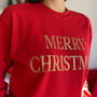 Merry Christmas Jumper With Gold Letters, thumbnail 1 of 5