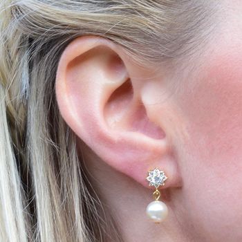 Rhinestone Flower Earrings, 6 of 8