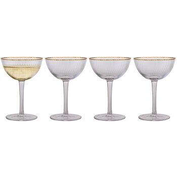 Four Elegant Ribbed Champagne Saucers, 2 of 6