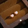 Sterling Silver Pink Opal Heart Screw Back Earrings, thumbnail 7 of 10