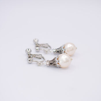 Filigree And Pearl Clip On Earrings, 2 of 4