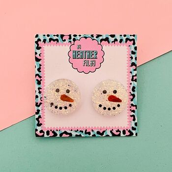 Snowman Glitter Christmas Studs, 5 of 5
