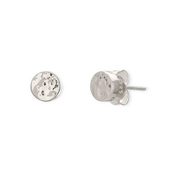 Tiny Sterling Silver Hammered Disc Stud Earrings, 2 of 6