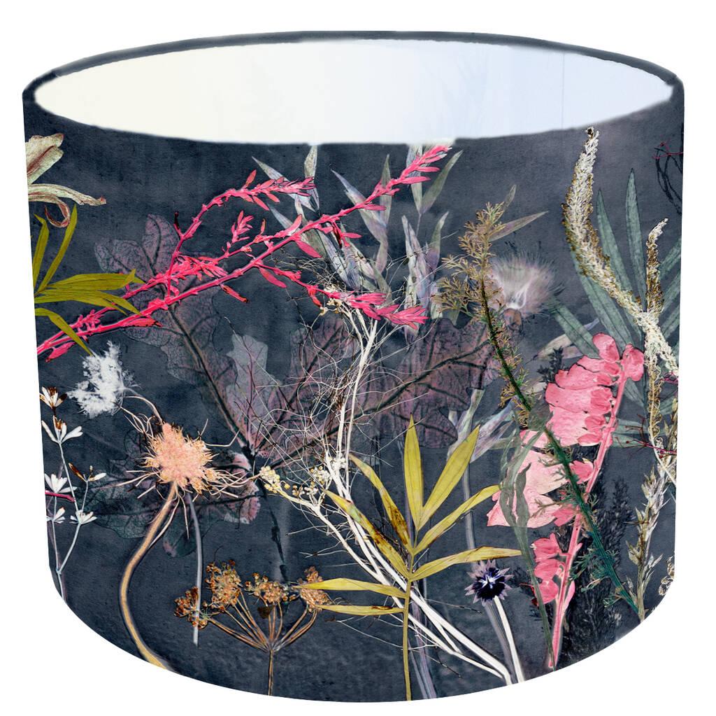 Exotic Midnight Black And Vibrant Pink Floral Lampshade