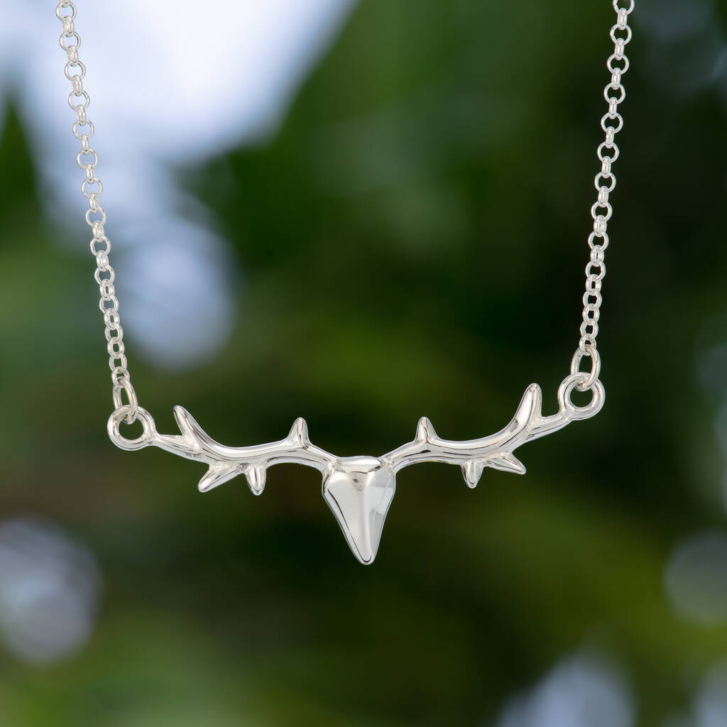 Sterling Silver Stag Necklace, 1 of 9