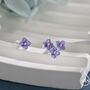 Asymmetric Hand Painted Enamel Hydrangea Flower Bouquet Stud Earrings In Sterling Silver, thumbnail 1 of 12