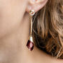 Red Crystal Stone Drop Earrings, thumbnail 2 of 3