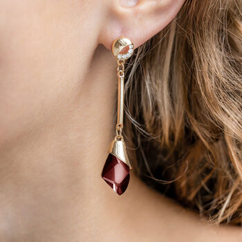Red Crystal Stone Drop Earrings, 2 of 3