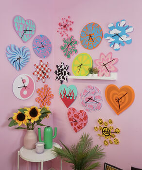 Cherry Happy Face Heart Shape Decorative Clock, 2 of 7