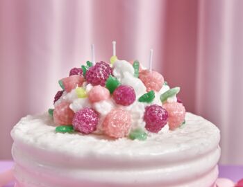 Fake Candle Pink Berry Cake, 3 of 7