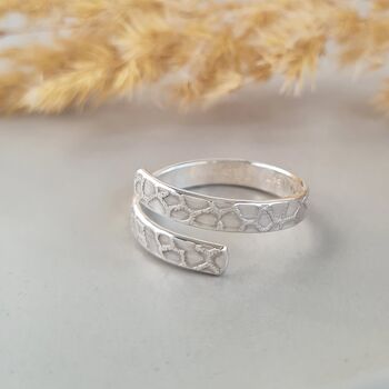 Silver Bark Band Wrap Ring, 7 of 10