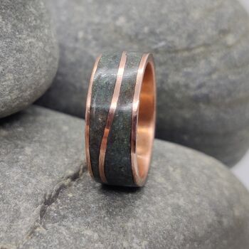 Copper Wave Ring With Westmorland Green Slate, 5 of 6