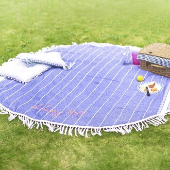 Hand Embroidered Round Picnic Blanket, 3 of 4