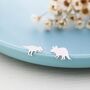 Mismatched T Rex Tyrannosaurus And Triceratops Dinosaur Stud Earrings In Sterling Silver, thumbnail 3 of 11