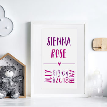 New Baby Name Personalised Print, 2 of 4