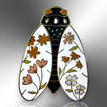 Cicada With Flowers Insect Hard Enamel Pin, 4 of 9