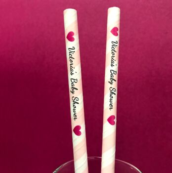 Pink And White Stripe Personalised Paper Straws, 3 of 7