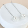 Flower Petal And Pearl Dangle Stud Earrings, thumbnail 1 of 3