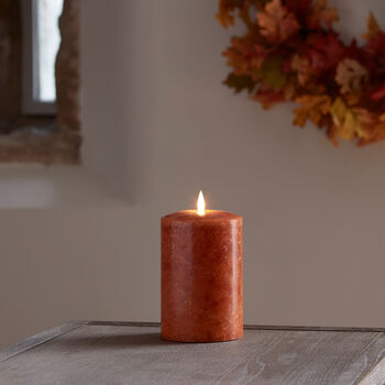 15cm Tru Glow® Mottled Orange LED Chapel Candle, 3 of 4