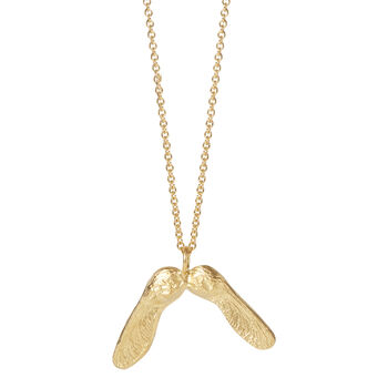 Sycamore Gap Double Seed Pendant Gold Plated On Sterling Silver, 2 of 2