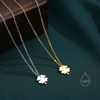 Sterling Silver Tiny Shamrock Pendant Necklace, 4 of 11