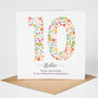 Floral Fun Personalised 10th Birthday Card, thumbnail 4 of 5