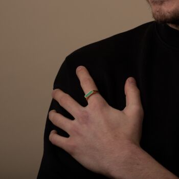 Malachite Green Stone Signet Ring, 4 of 9