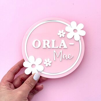 Flower New Baby Plaque Or Door Sign, 2 of 6