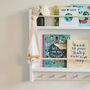 Nursery Bookcase With Rail And Pegs, Nursery Decor, thumbnail 8 of 11