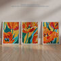 Set Three Wall Art Prints Abstract Tulip Meadow, thumbnail 7 of 7