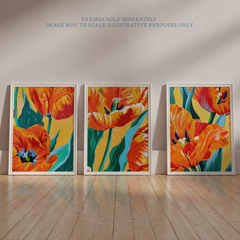 Set Three Wall Art Prints Abstract Tulip Meadow, 7 of 7