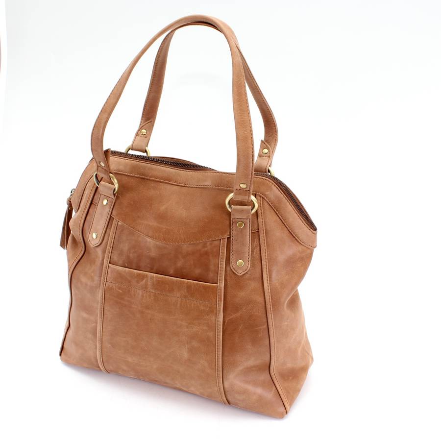 large distressed leather shopper tote by the leather store ...